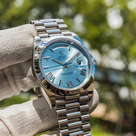 ice blue dial rolex day date|Rolex Day-Date platinum baguette.